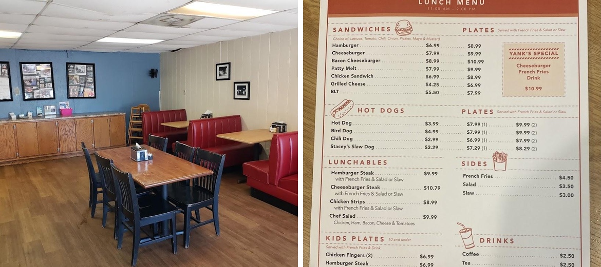 Yank's Place Menu