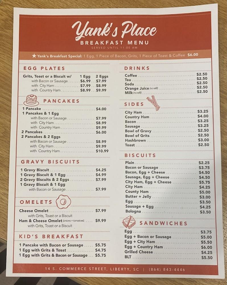 Yank's Place Menu image 2